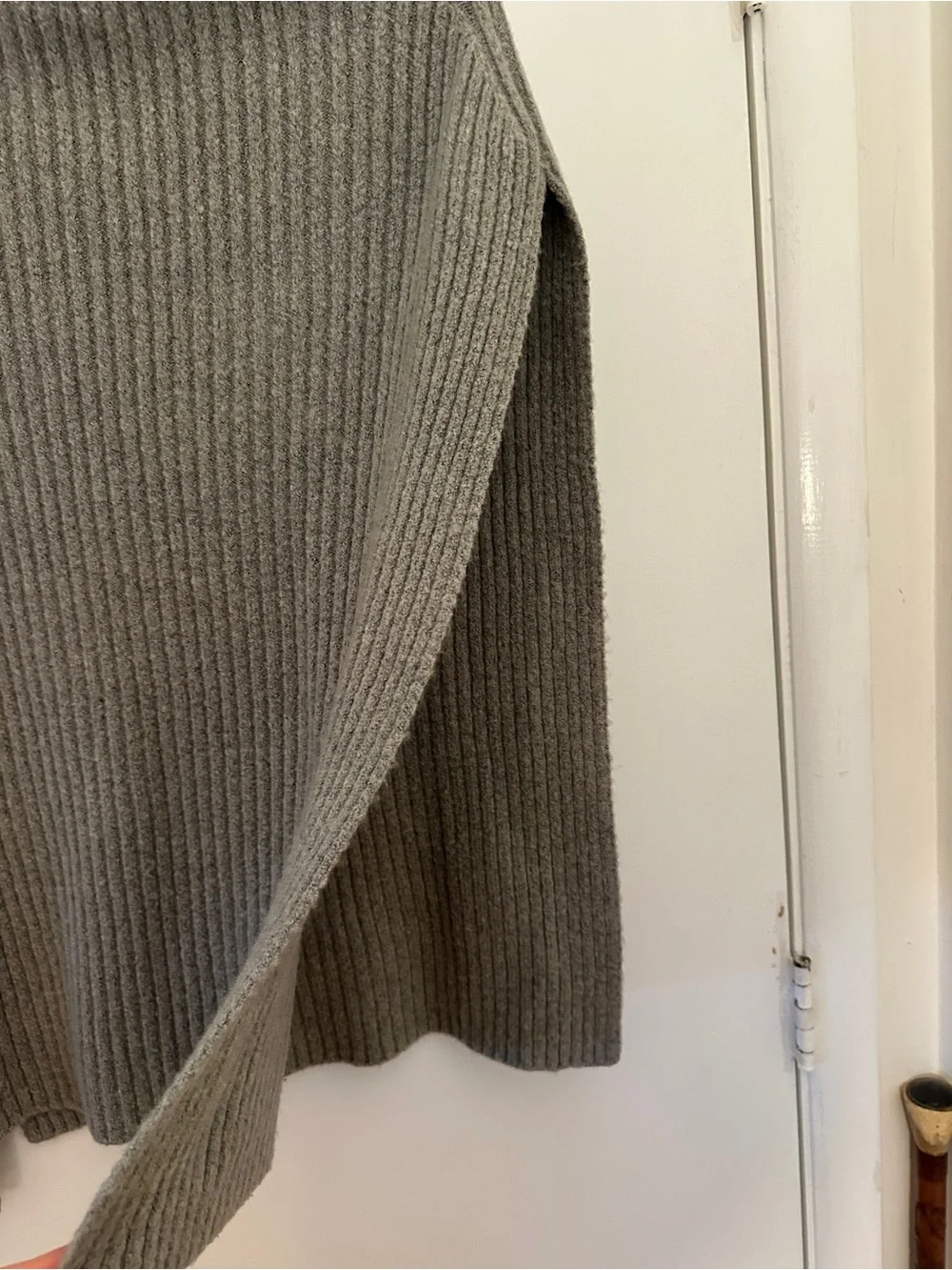Mijeong Park - Ribbed Funnel Neck Knit Poncho - Light Gray - Picture 6 of 7